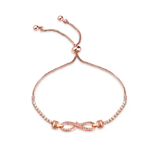 OOVOV Rose Gold Plated Cubic Zirconia Classic Tennis Bracelet for Women, Adjustable Slider,Butterfly Bracelet,Wing Bracelet