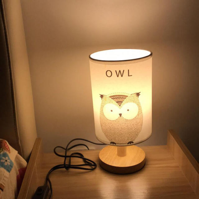 OOVOV Kids Room Fabric Small Table Lamp Simple Baby Room Bedroom Bedsides Mini Desk Light Nightlight