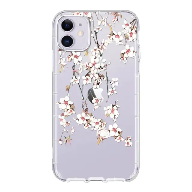 OOVOV Case for iPhone 11 / iPhone 12 Cute Case with Flowers for Girly Women Clear Floral Pattern Hard Back Skin Cover Phone Case for iPhone 6.1 inch