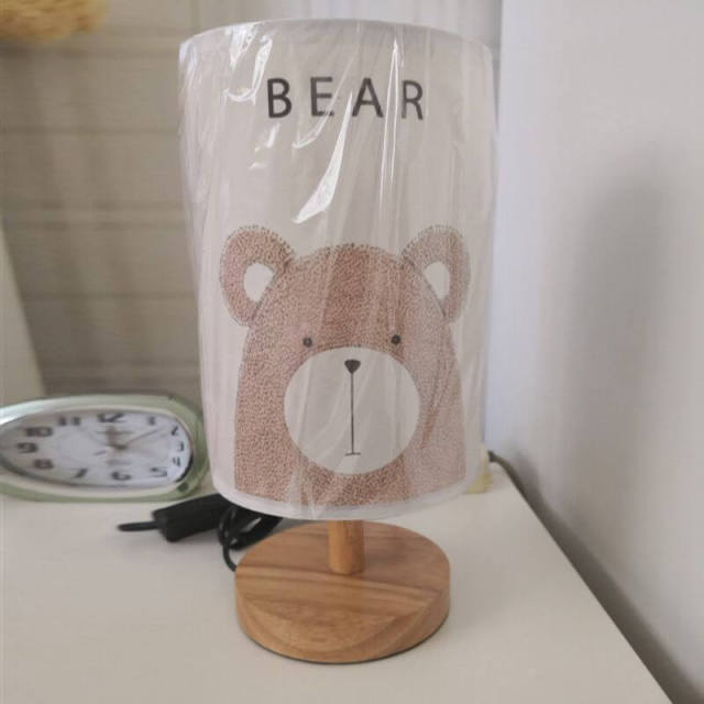 OOVOV Kids Room Fabric Small Table Lamp Simple Baby Room Bedroom Bedsides Mini Desk Light Nightlight