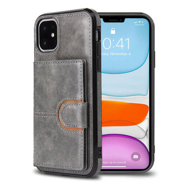 Phone Case Wallet for iPhone 11 / iPhone 12 with Card Holder Bracket Flip Folio PU Leather Phone Cases