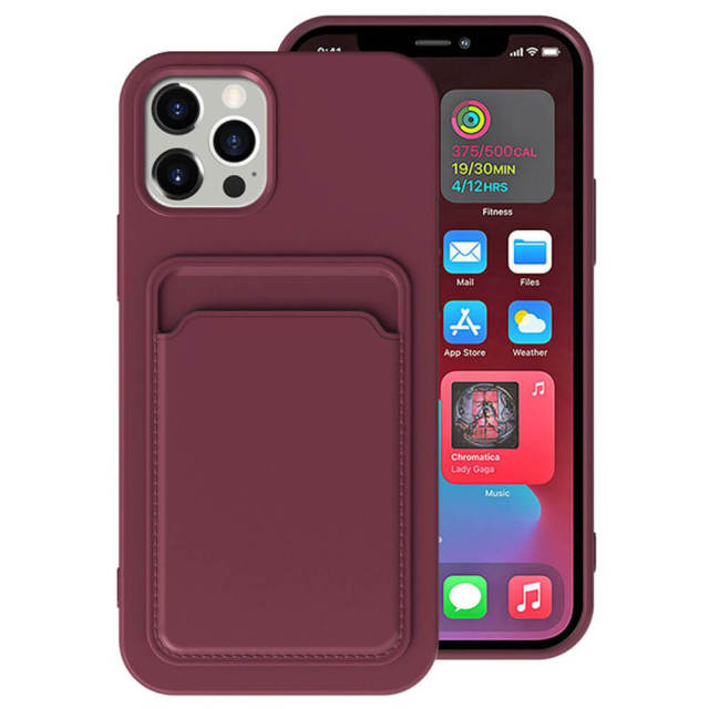 OOVOV Case For iPhone Phone Case with Card Holder for Back of iPhone 11/iPhone 12 Soft TPU All-inclusive Camera Phone Cover with Card Holder