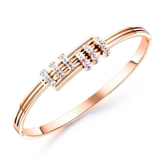 OOVOV Valentine Day Gift Rhinestone Bracelet Bangle Clear Crystal Bracelet Bangle Lightweight Rose Gold Plated Bracelet