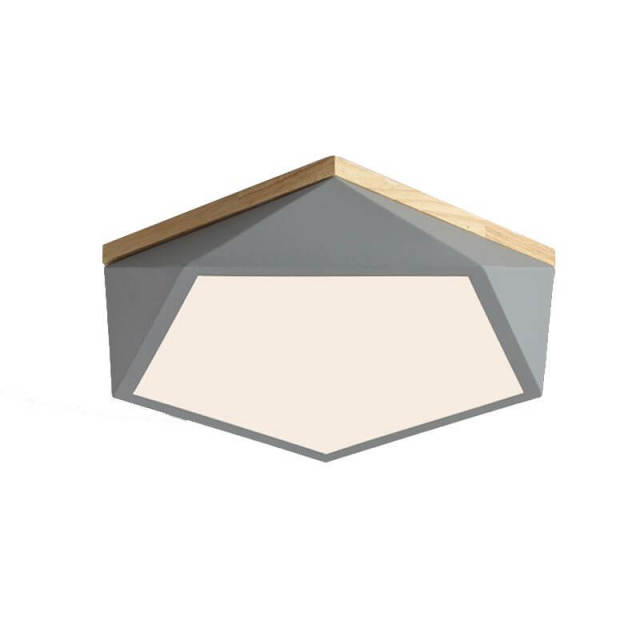 OOVOV LED Bedroom Ceiling Lamp Wood Geometry Shape Flush Mount Ceiling Light for Kids Room Study Room Bedroom