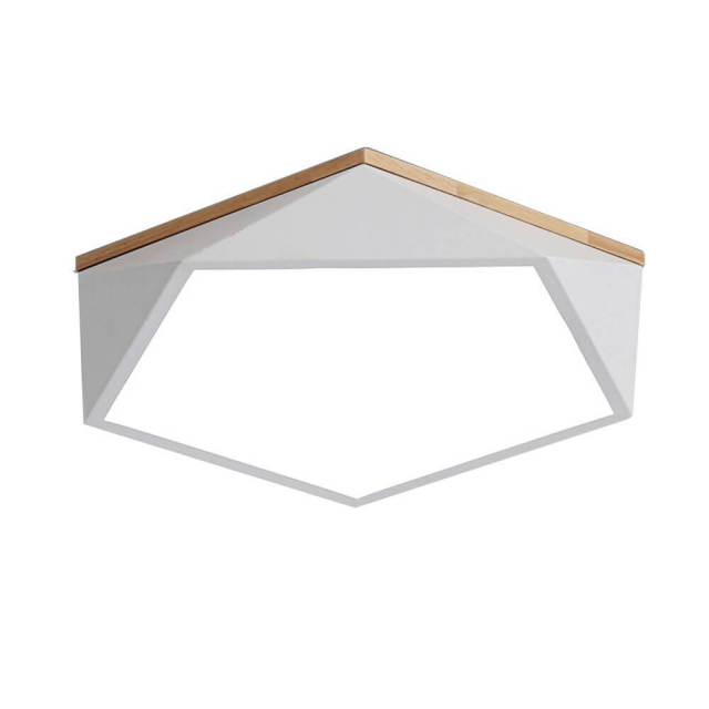 OOVOV LED Bedroom Ceiling Lamp Wood Geometry Shape Flush Mount Ceiling Light for Kids Room Study Room Bedroom