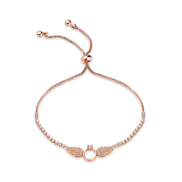 OOVOV Rose Gold Plated Cubic Zirconia Classic Tennis Bracelet for Women, Adjustable Slider,Butterfly Bracelet,Wing Bracelet