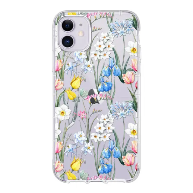 OOVOV Case for iPhone 11 / iPhone 12 Cute Case with Flowers for Girly Women Clear Floral Pattern Hard Back Skin Cover Phone Case for iPhone 6.1 inch