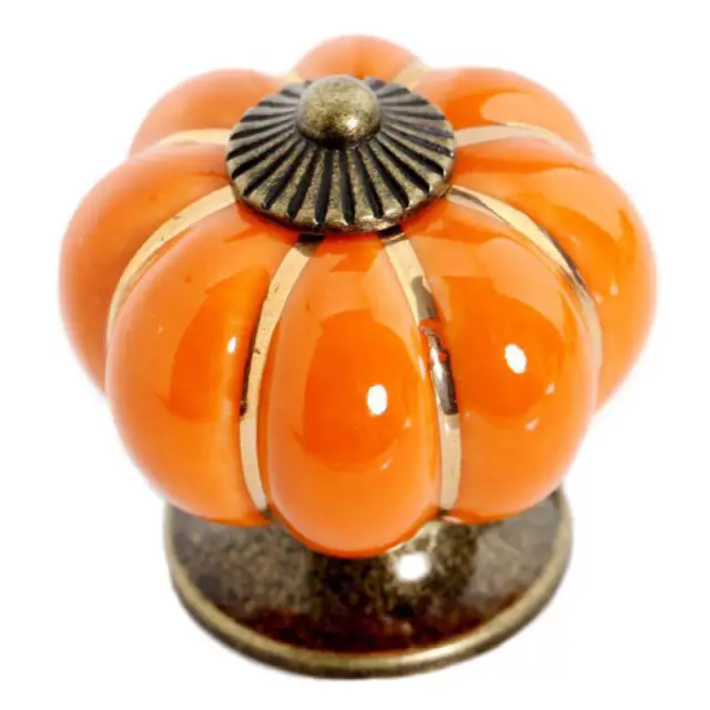 OOVOV Ceramics Pumpkin Knob Kitchen Cabinet Pull Ceramic Handle 1pc Cartoon Childrens Room Furniture Cupboard Wardrobe Door Handle