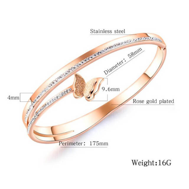 OOVOV Valentine Day Gift Rhinestone Bracelet Bangle Clear Crystal Bracelet Bangle Lightweight Rose Gold Plated Bracelet