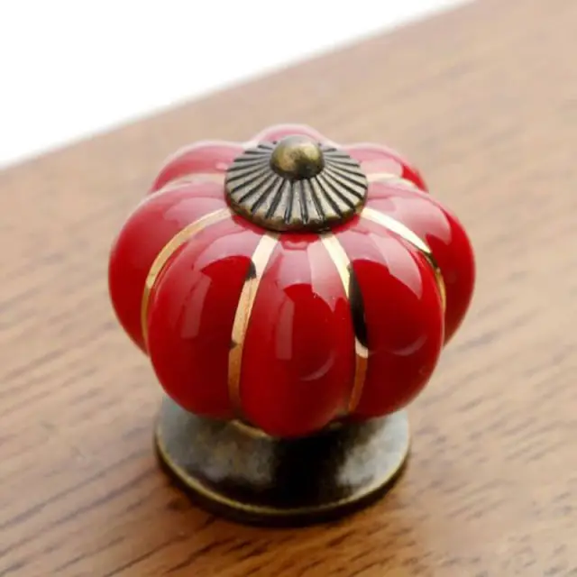 OOVOV Ceramics Pumpkin Knob Kitchen Cabinet Pull Ceramic Handle 1pc Cartoon Childrens Room Furniture Cupboard Wardrobe Door Handle