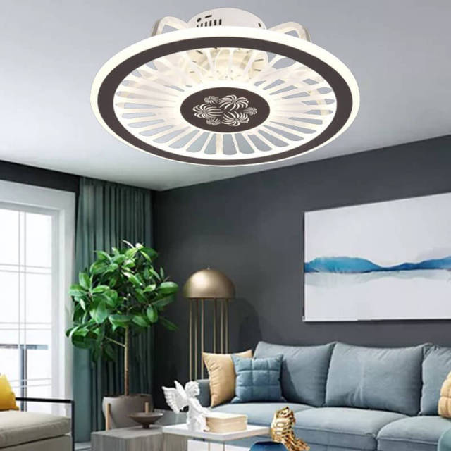 Indoor LED Ceiling Fan with Lights Low Profile 20 Inch Remote and APP Control