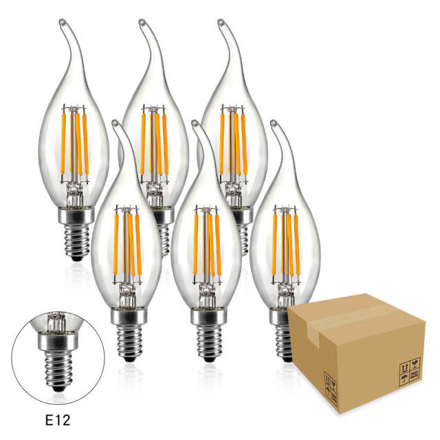 OOVOV 4W LED Edison Bulb Dimmable Amber Warm 2700K Antique Vintage Filament Light Bulbs 40W Equivalent E12/E14 Base Dimmable 6-Pack