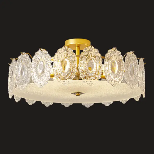 OOVOV 15.7 Inch Semi Flush Mount Ceiling Light Fixture Modern Glass Shape 6-Lights Close to Ceiling Light for Bedroom Balcony