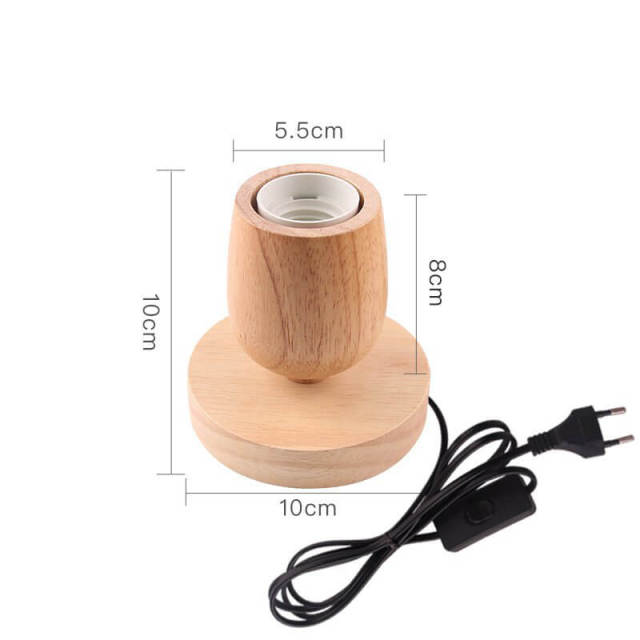OOVOV Table Lamp Base Solid Wood Lamp Base Industrial Table Lamp 6ft Cord and Plug E27 Socket with in-line ON/OFF Switch DIY Table Lamp Accessories