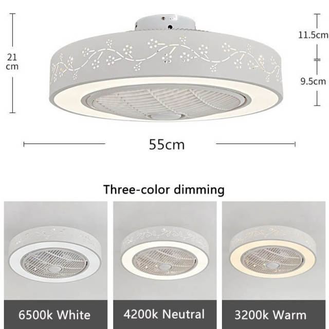 OOVOV LED Enclosed Ceiling Fan Light 22 Inch White