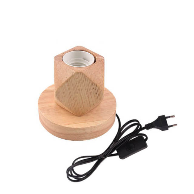 OOVOV Table Lamp Base Solid Wood Lamp Base Industrial Table Lamp 6ft Cord and Plug E27 Socket with in-line ON/OFF Switch DIY Table Lamp Accessories