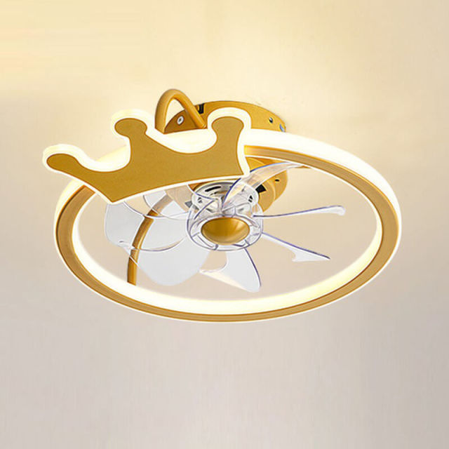 Ceiling Fans With Lights Crown Shape Semi Flush Mount Ceiling Fans Light For Kids