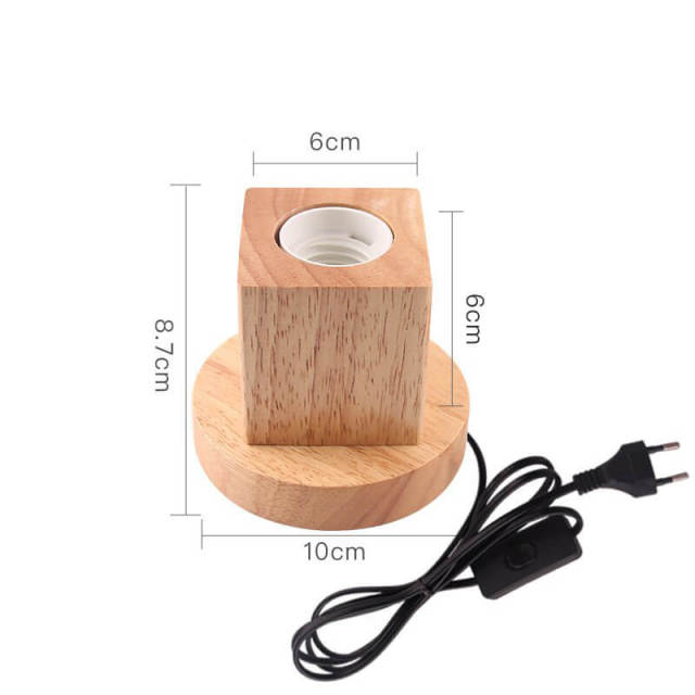 OOVOV Table Lamp Base Solid Wood Lamp Base Industrial Table Lamp 6ft Cord and Plug E27 Socket with in-line ON/OFF Switch DIY Table Lamp Accessories