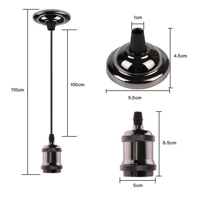 OOVOV Vintage E26/E27 Lamp Socket Retro Pendant Lamp Holder with 39.4 inch Line and Ceiling Plate Industrial Decorative for DIY Lighting Pendant Light