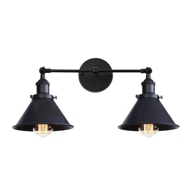 OOVOV 2-Lights Vanity Light Industrial Metal Wall Sconce Kitchen Bathroom Farmhouse Wall Lighting Oil Rubbed Black Finish