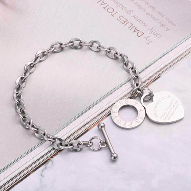 OOVOV Women Bracelet Stainless Steel Love Heart Charm Bracelets Romantic Gift OT Clasp Bracelets