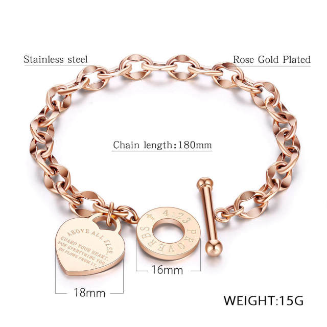 OOVOV Women Bracelet Stainless Steel Love Heart Charm Bracelets Romantic Gift OT Clasp Bracelets