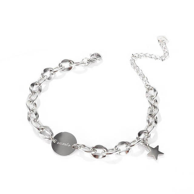 OOVOV Stainless Steel Star Bracelet for Women 6.3 inch Length Titanium Steel Bracelet Rose Gold