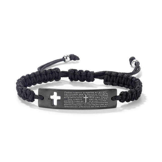 OOVOV Braided Rope Bracelets for Men Women Stainless Steel Bracelet Heart Cross Bracelets Adjustable