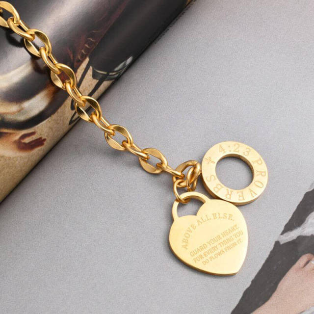 OOVOV Women Bracelet Stainless Steel Love Heart Charm Bracelets Romantic Gift OT Clasp Bracelets