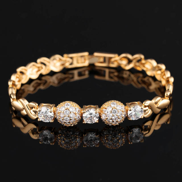 Women Girl Bracelets Gold Plated Zirconia Bracelet