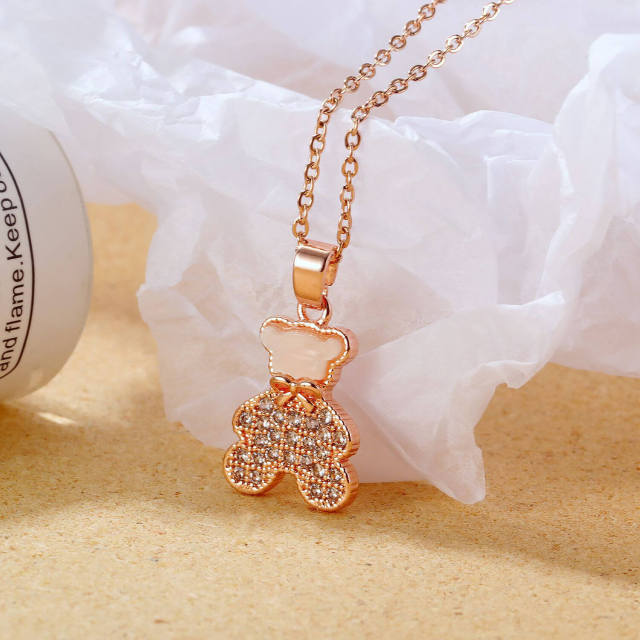 OOVOV Women Pendant Necklace with Zircon Shell Rose Gold Plated Best Gift For Girlfrend Mother 16 Inch + 2.5 Inch