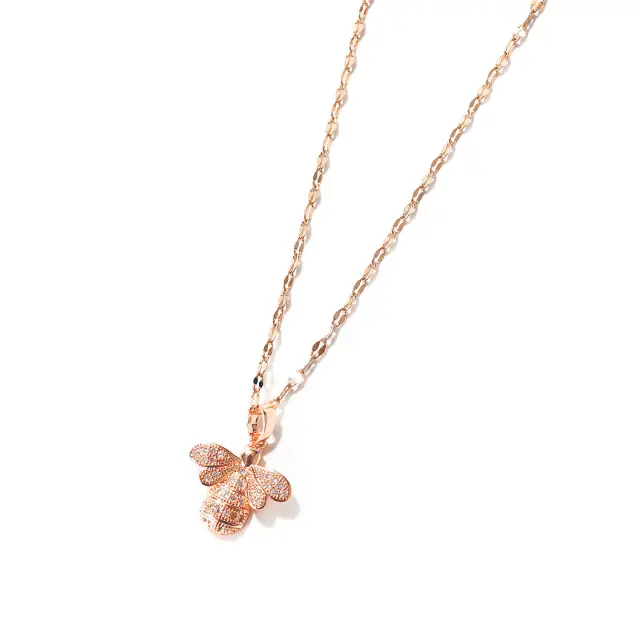 Diamond Necklace For Women Fashion Zircon Pendant Necklace  Jewelry Stainless Steel Rose Gold