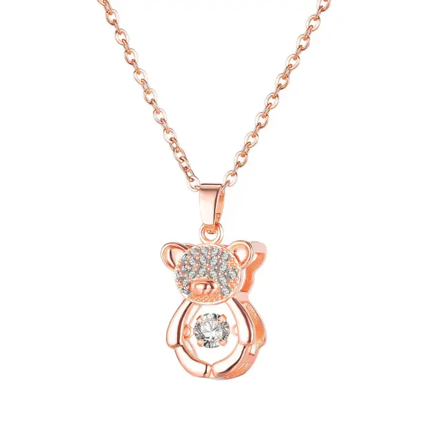 Diamond Necklace For Women Fashion Zircon Pendant Necklace  Jewelry Stainless Steel Rose Gold