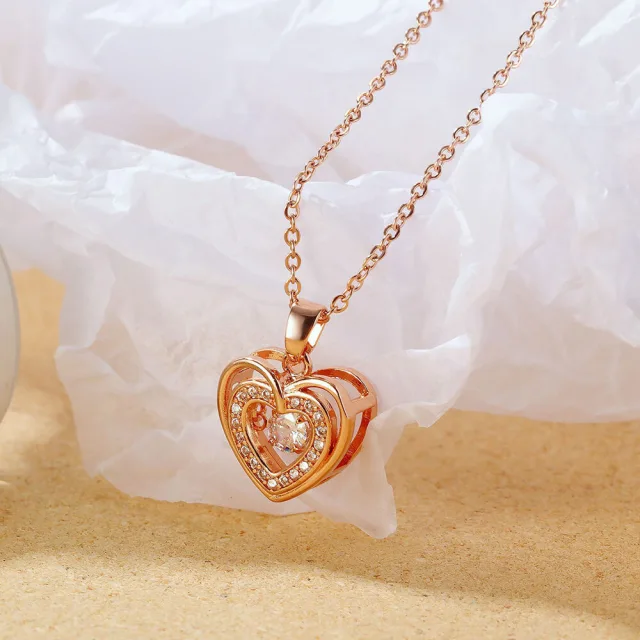 OOVOV Love Heart Necklaces for Women Zirconia Pendant Necklaces Womens Birthday Jewelry Gifts for Sister Best Friend