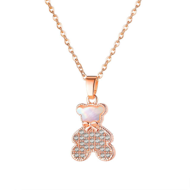 OOVOV Women Pendant Necklace with Zircon Shell Rose Gold Plated Best Gift For Girlfrend Mother 16 Inch + 2.5 Inch