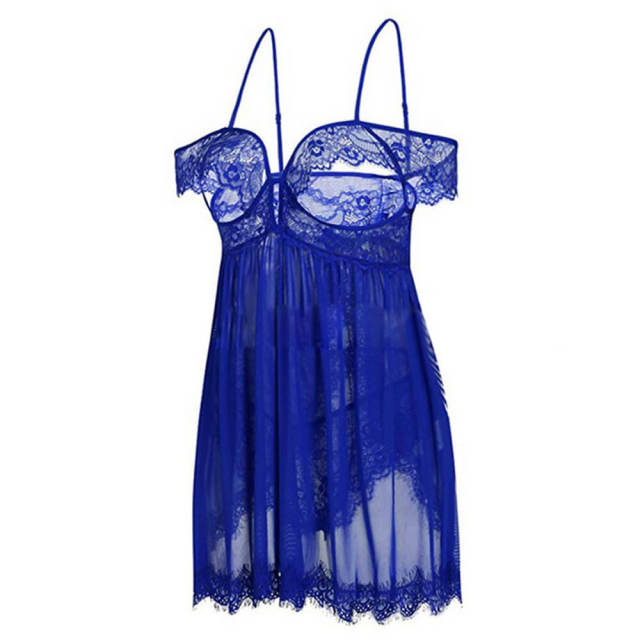 OOVOV Women Lingerie Babydoll Lace Nightgown Mesh Chemise Boudoir Nighty Chest Hollow Back Split