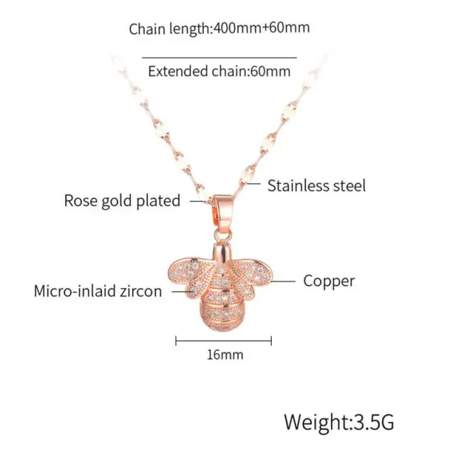 Diamond Necklace For Women Fashion Zircon Pendant Necklace  Jewelry Stainless Steel Rose Gold