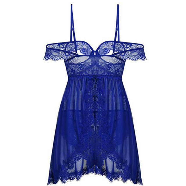 OOVOV Women Lingerie Babydoll Lace Nightgown Mesh Chemise Boudoir Nighty Chest Hollow Back Split