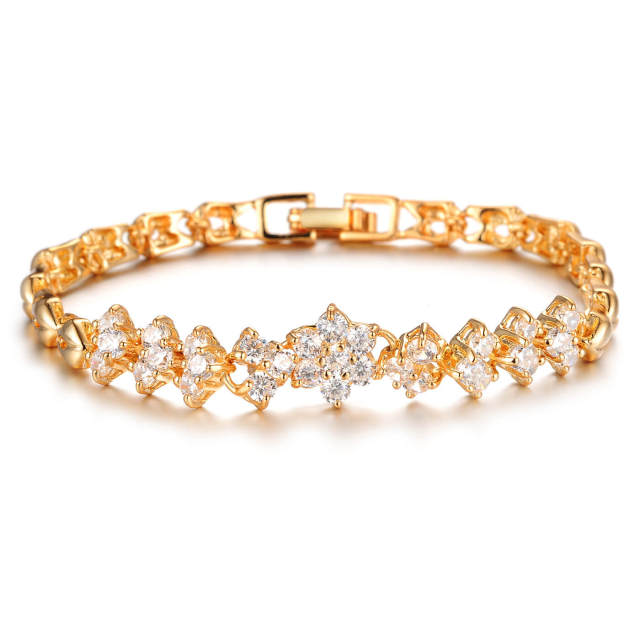 Women Girl Bracelets Gold Plated Zirconia Bracelet