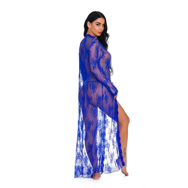 OOVOV Sexy Lace Robe for Women Long Lace Lingerie Robe Sheer Babydoll Nightgown Nightdress