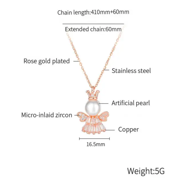 OOVOV Necklace For Women Lovely Stainless Steel Chain Pendant Necklace with Zircon Birthday Gift for Women Girls