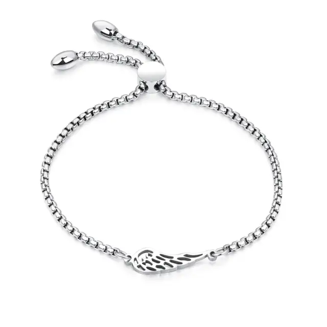 OOVOV Stainless Steel Angel Wing Chain Bracelet Hypoallergenic Jewelry Chain Adjustable a Wonderful Gift for Women Girls