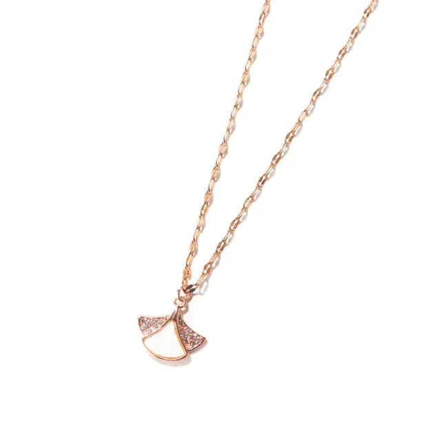 OOVOV Rose Gold Plated Zircon Necklace For Women Fine Jewelry Gifts for Women Heart Key Skirt Pendant Necklace