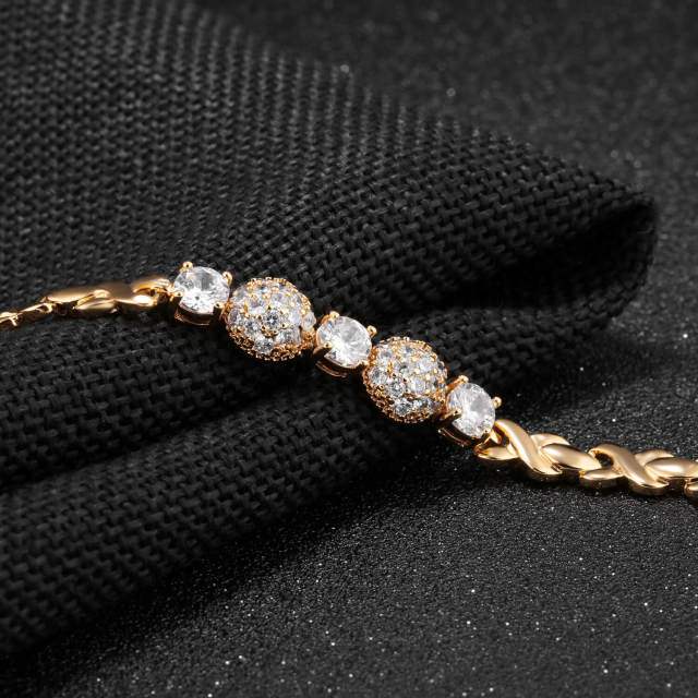 Women Girl Bracelets Gold Plated Zirconia Bracelet