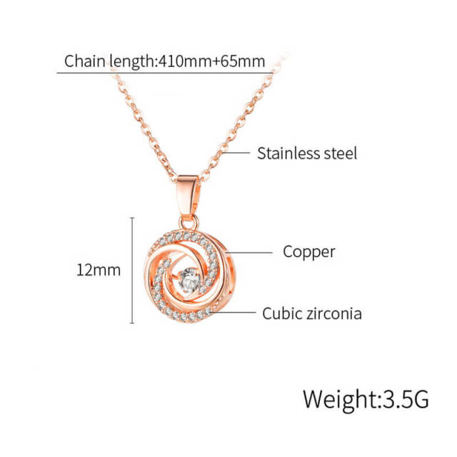 OOVOV Diamond Necklaces for Women Girls Rose Gold Cubic Zirconia Stainless Steel Charm Pendant Necklace Gift for Girlfriend Her Mom Sister