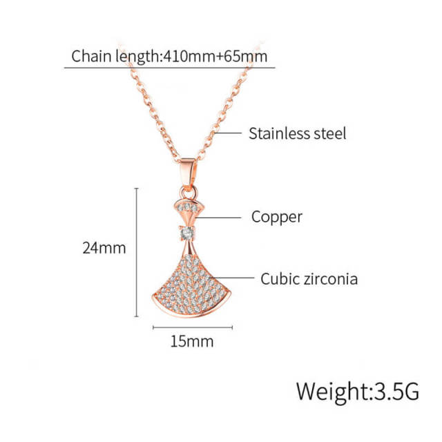 OOVOV Diamond Necklaces for Women Girls Rose Gold Cubic Zirconia Stainless Steel Charm Pendant Necklace Gift for Girlfriend Her Mom Sister