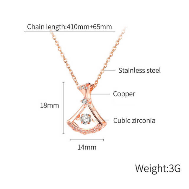 OOVOV  Womens Titanium Steel Rose Gold Plated Necklace Adjustable Chain Zircon Clavicle Necklace 16 Inch