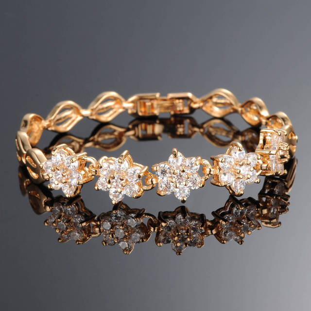 Women Girl Bracelets Gold Plated Zirconia Bracelet