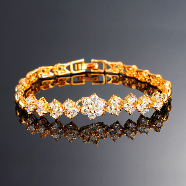 Women Girl Bracelets Gold Plated Zirconia Bracelet