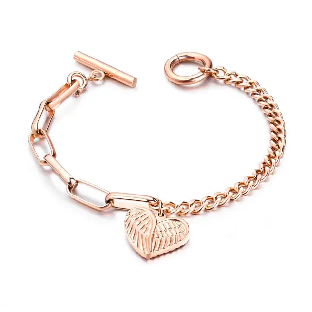 OOVOV Charm Bracelets for Women Titanium Steel Chain Link Bracelet for Teen Girls Friendship Bracelets Gift Toggle Clasp